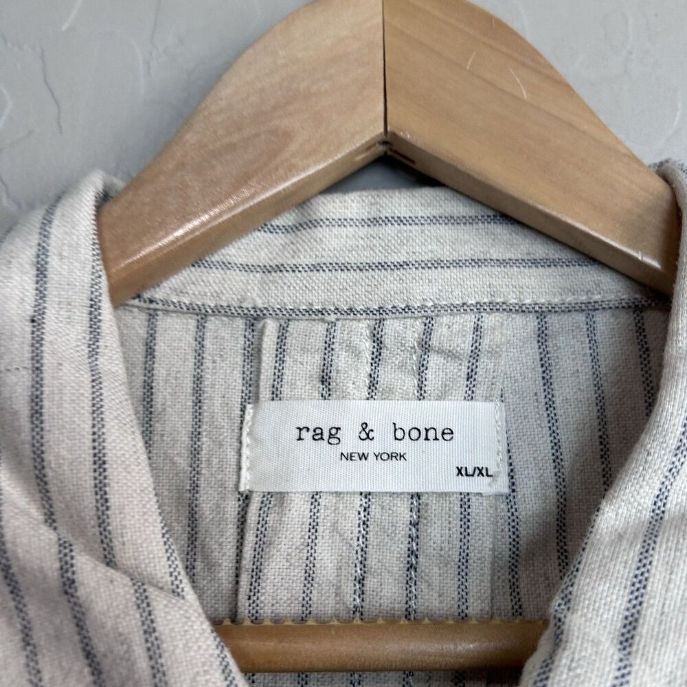 Rag & Bone Womens Jacket Blazer XL Piper Stripe Linen Striped Natural & Black - Picture 6 of 7